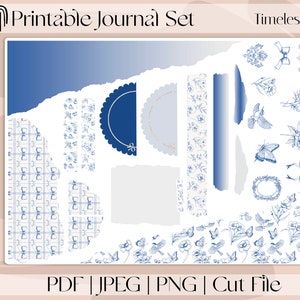 ZEITLOSE ELEGANZ | Druckbare Journal Aufkleber, Journaling Weekly Kit, BuJo Aufkleber, Junk Journal Sticker Blätter, Bullet Journal