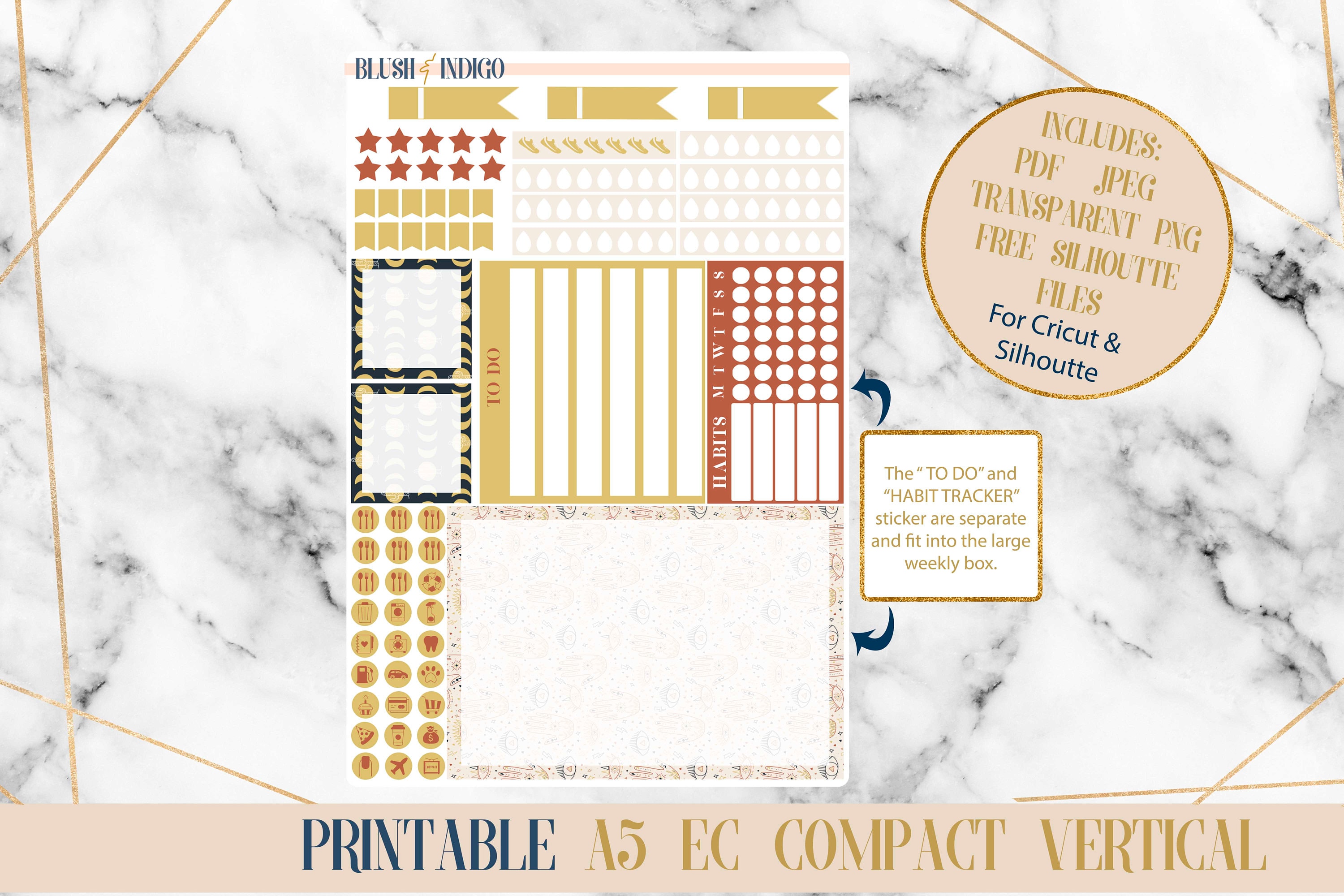 Boho Chic Printable Compact Vertical Weekly Planner Stickers - Etsy