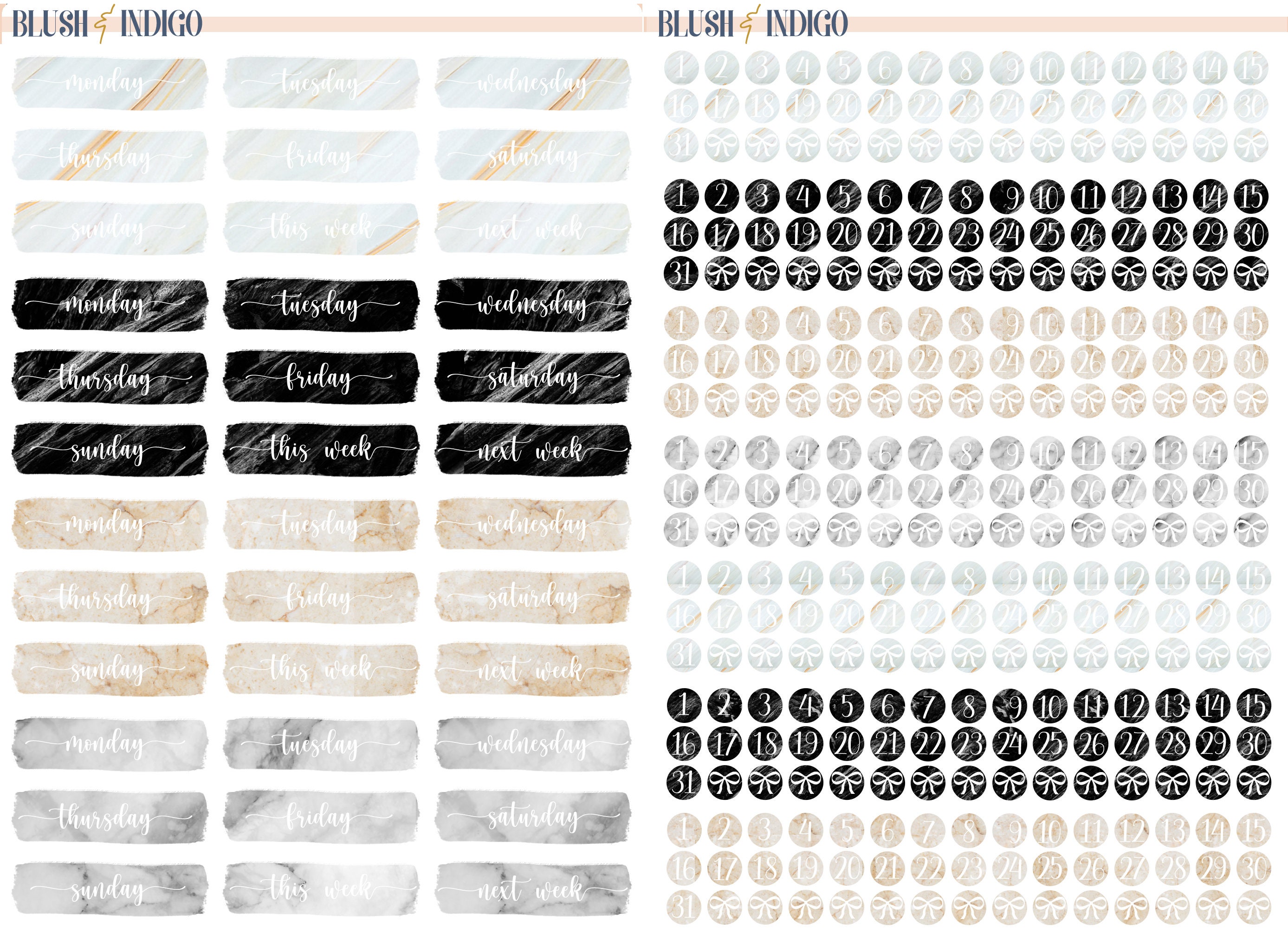 Printable MARBLE FUNCTIONAL Set Planner Stickers Erin Condren Planner ...