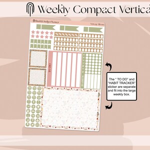 Vintage Bloom | Printable Compact Vertical Weekly Planner Stickers A5 ...