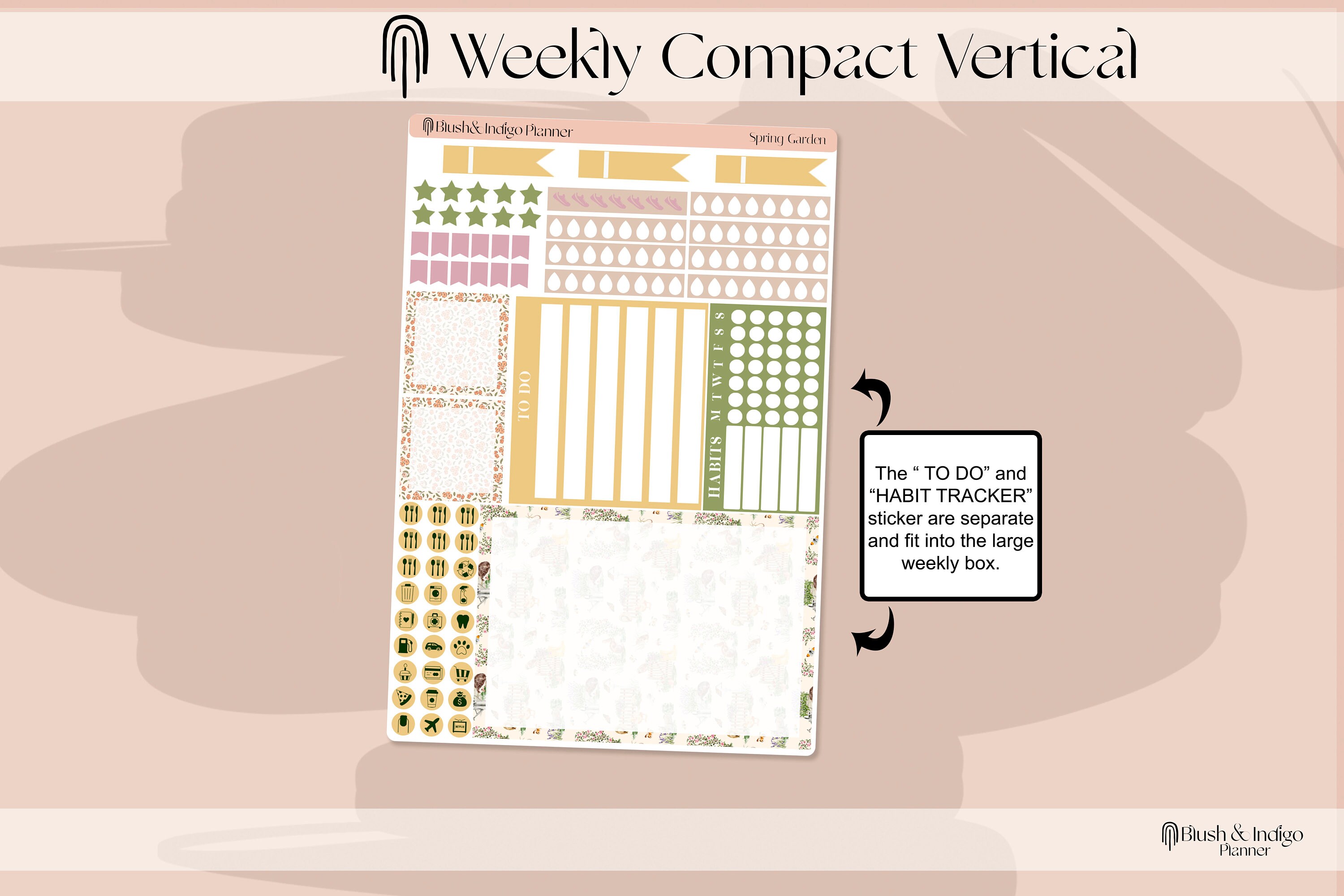Spring Garden | Printable Compact Vertical Weekly Planner Stickers A5 ...