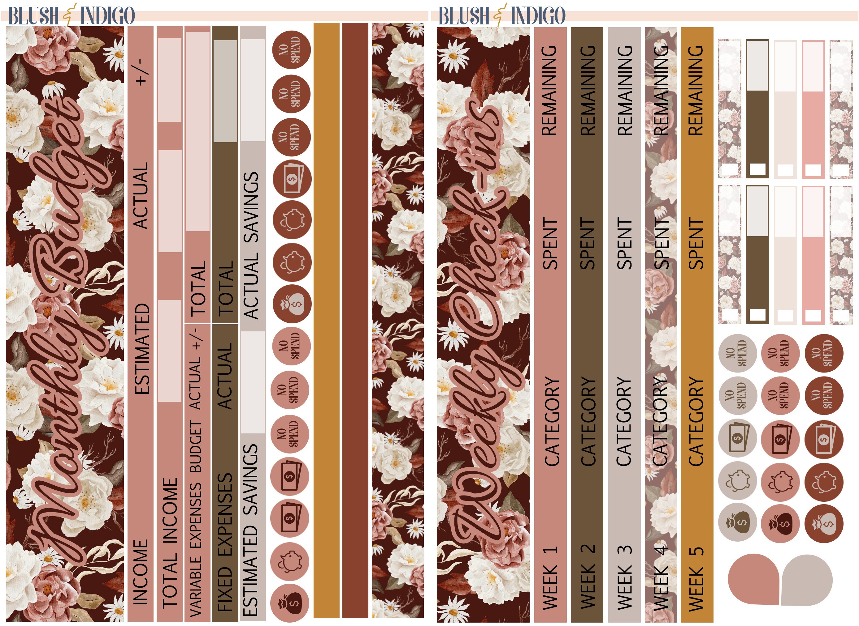 Rose Garden Printable Budget Sticker Kit | Planner Stickers (for Erin ...