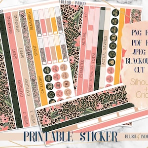 Kit de pegatinas de presupuesto imprimible / pegatinas de planificador (para Erin Condren ECLP y Recollection) Colección WILD