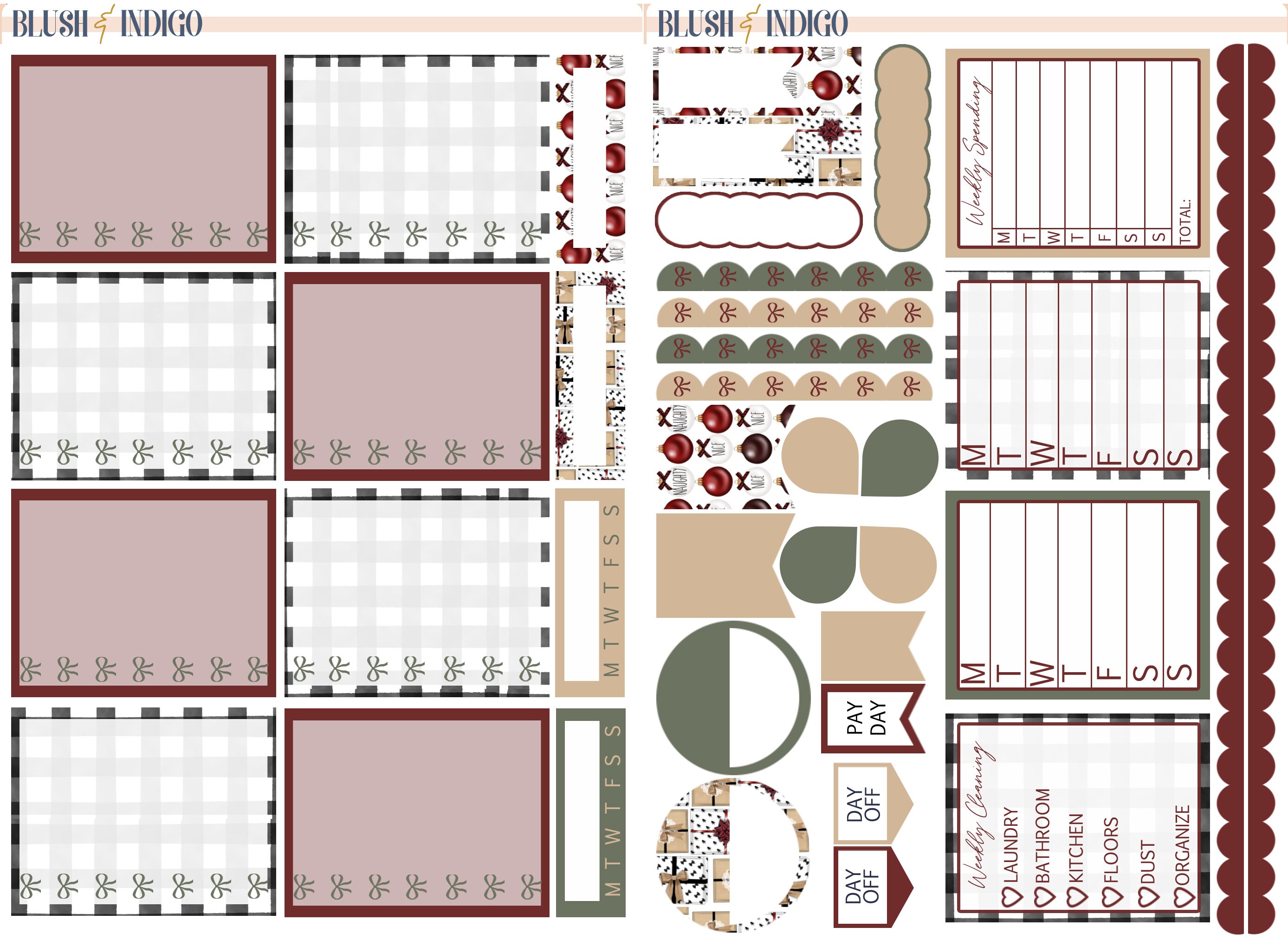 Farmhouse Christmas Printable Planner Stickers Weekly Sticker | Etsy