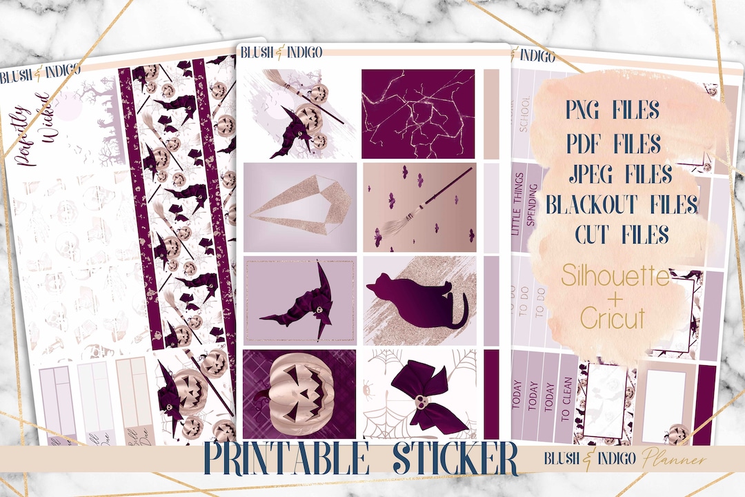 Spooktacular - Halloween Printable Planner Stickers, Vertical Weekly ...