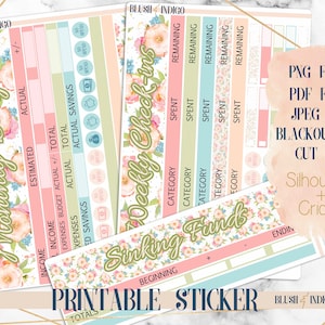 Spring Time Printable Budget Sticker Kit / Planner Stickers (para Erin Condren ECLP y Recollection) - Cutfile para Cricut y Silhouette
