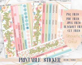 Spring Time Printable Budget Sticker Kit | Planner Stickers (for Erin Condren ECLP and Recollection) - Cutfile for Cricut and Silhouette
