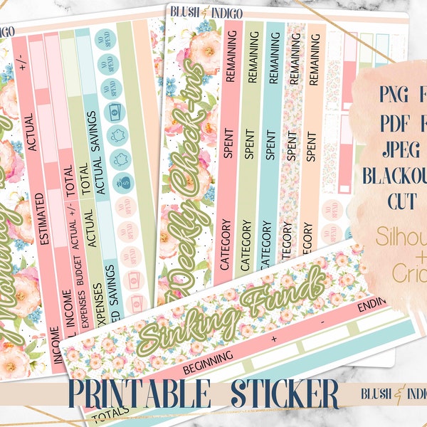 Spring Time Printable Budget Sticker Kit | Planner Stickers (for Erin Condren ECLP and Recollection) - Cutfile for Cricut and Silhouette