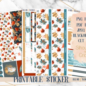 HOJAS DE OTOÑO Pegatinas de planificador imprimibles, kit de pegatinas mensuales imprimibles, se adapta a Erin Condren y Recuerdo, elija cualquier mes, corte archivos