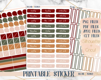 Printable Fall functional Planner Stickers Erin Condren Planner/Happy Planner/Hobonichi Weeks/Functional Icon labels Sticker