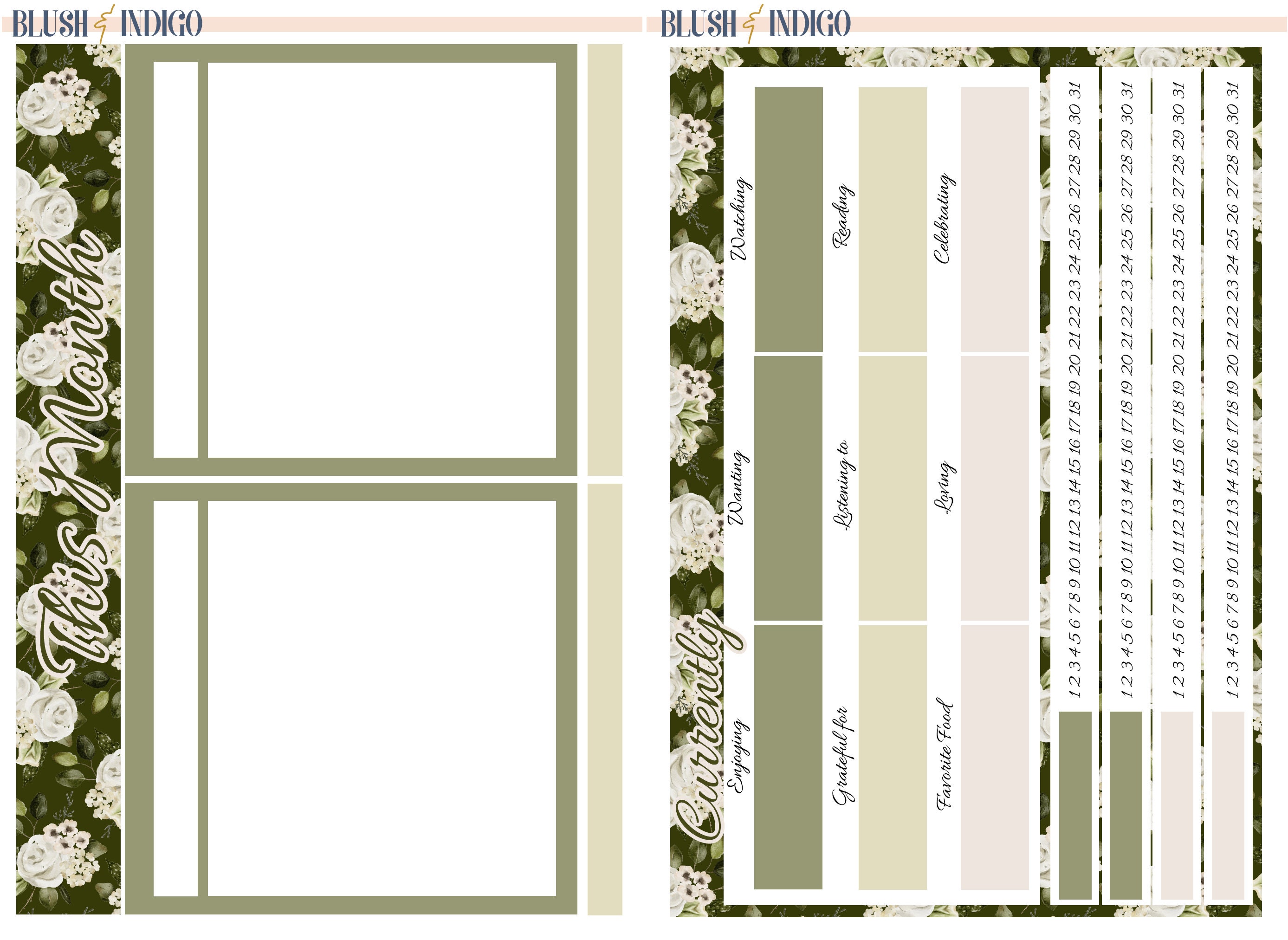 Month Table Notes Printable Monthly Notes - Dashboard Page Kit | Planner Stickers (for ...