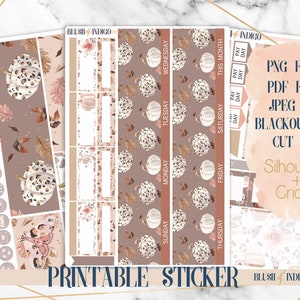 Pegatinas de planificador imprimibles de otoño rubor, kit de pegatinas mensuales imprimibles, se adapta a Erin Condren, Recuerdo, para Cricut y Silhouette
