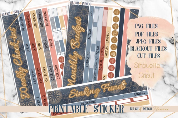 Celestial Printable Budget Sticker Kit | Planner Stickers (for Erin Condren ECLP and Recollection)  - Cutfile for Cricut and Silhouette