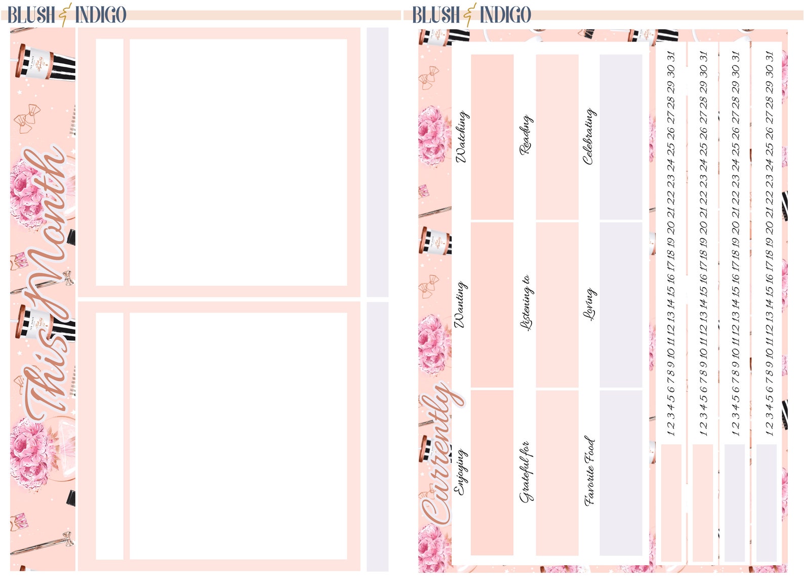 Printable Monthly Notes Dashboard Page Kit Planner Stickers for Erin Condren ECLP and ...