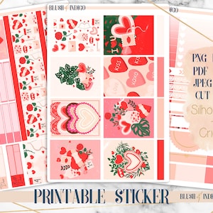 Pegatinas de planificador imprimibles Sweetheart, kit imprimible semanal, se adapta a Erin Condren, Recuerdo, PNG para archivos Cricut y Cut para Silhouette