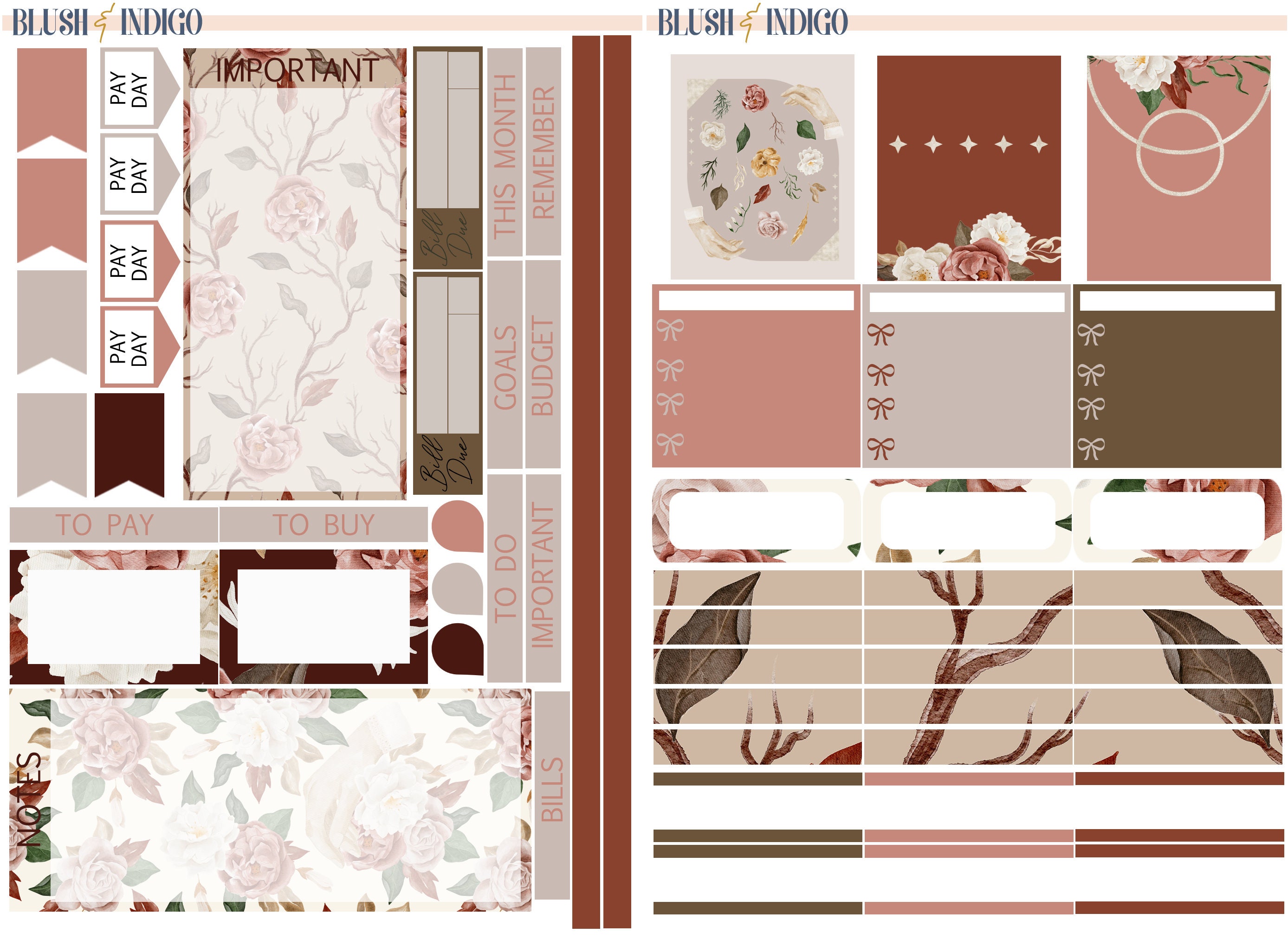 Rose Garden Printable Planner Stickers, Printable Monthly Stickers Kit ...