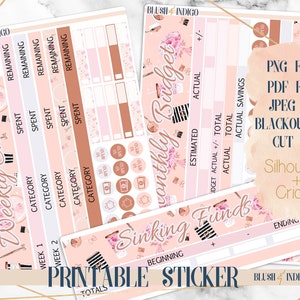 Girl Boss Printable Budget Sticker Kit / Planner Stickers (para Erin Condren ECLP y Recollection) - Cutfile para Cricut y Silhouette