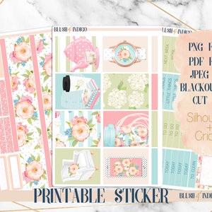 Pegatinas del planificador imprimibles de primavera, kit de pegatinas semanales imprimibles, se adapta a Erin Condren y Recuerdo, pegatinas del planificador, archivos cortados