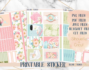 Spring Time Printable Planner Stickers, Printable Weekly Stickers Kit, fits Erin Condren and Recollection,  Planner Stickers, Cut Files