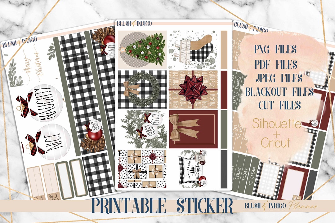 Farmhouse Christmas Printable Planner Stickers, Weekly Sticker Kit ...