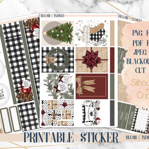 Pegatinas de planificador imprimibles de Navidad de granja, kit de pegatinas semanales, se adapta a Erin Condren y Recollection, cortes perfectos en Cricut y Silhoutte