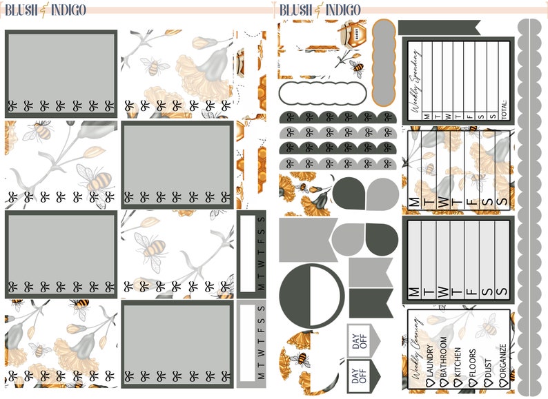 Honey Bee Printable Planner Stickers, Printable Weekly Stickers Kit ...