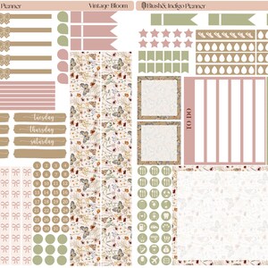 Vintage Bloom | Printable Compact Vertical Weekly Planner Stickers A5 ...