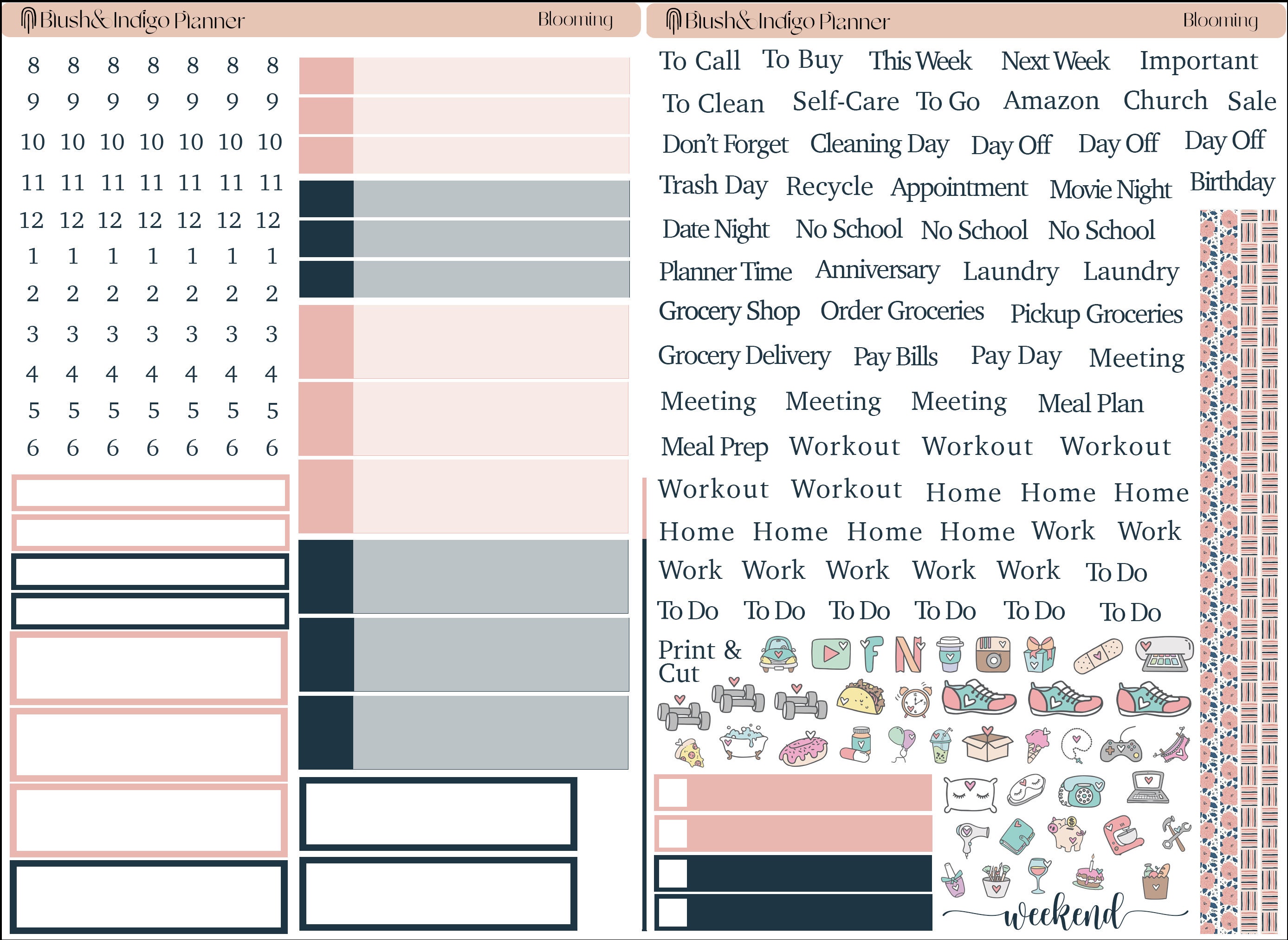 Blooming | Printable Compact Vertical Weekly Planner Stickers A5 | Erin ...