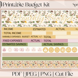 SPRING GARDEN Kit de pegatinas de presupuesto imprimibles de Año Nuevo / Pegatinas del planificador (para Erin Condren ECLP y Recuerdo)