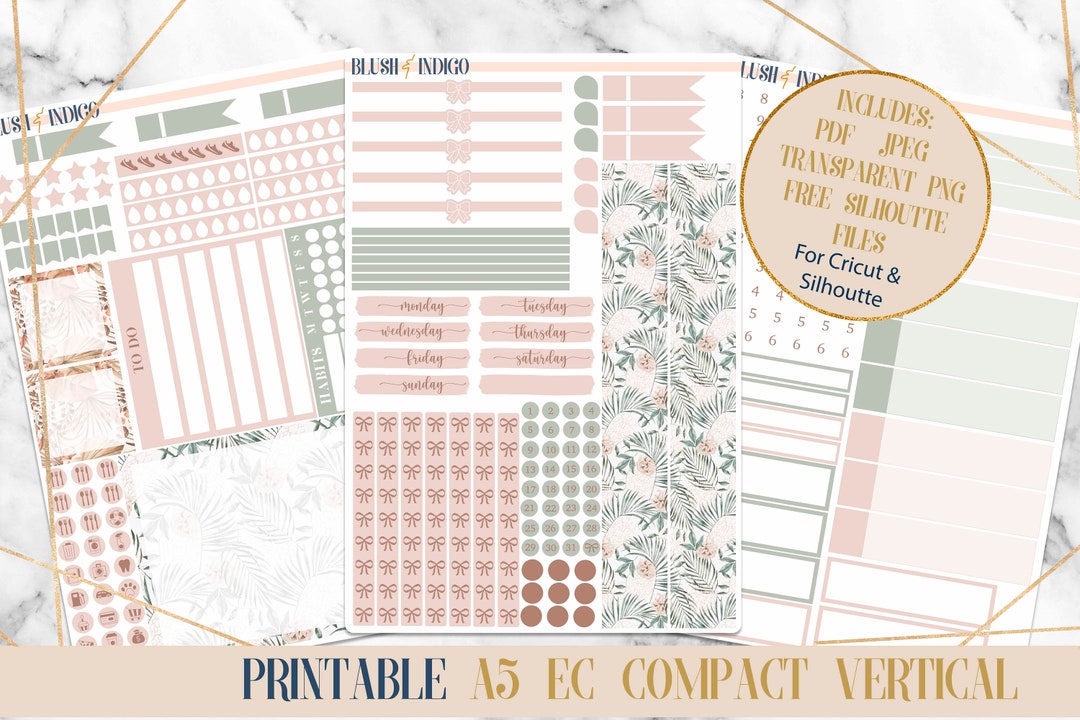 Oasis Printable Compact Vertical Weekly Planner Stickers A5 Erin ...