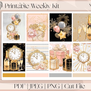 Naklejki do planera noworocznego MINI-7"x9", pionowe, tygodniowe, pasujące do Erin Condren i Recollection, A5 Wide Aura Estelle