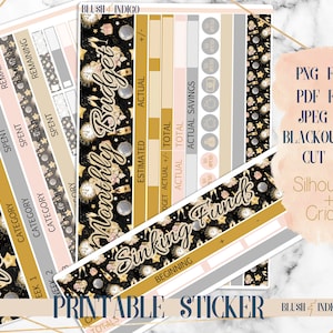 Kit de pegatinas de presupuesto imprimible de año nuevo / pegatinas de planificador (para Erin Condren ECLP y Recollection) - Cutfile para Cricut y Silhouette