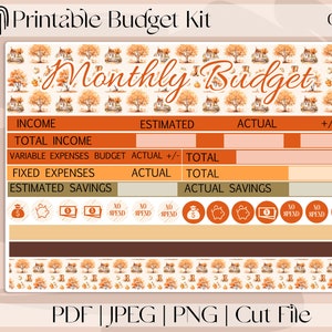 Acogedor kit de pegatinas de presupuesto imprimible de otoño / pegatinas del planificador (para Erin Condren ECLP y Recollection)