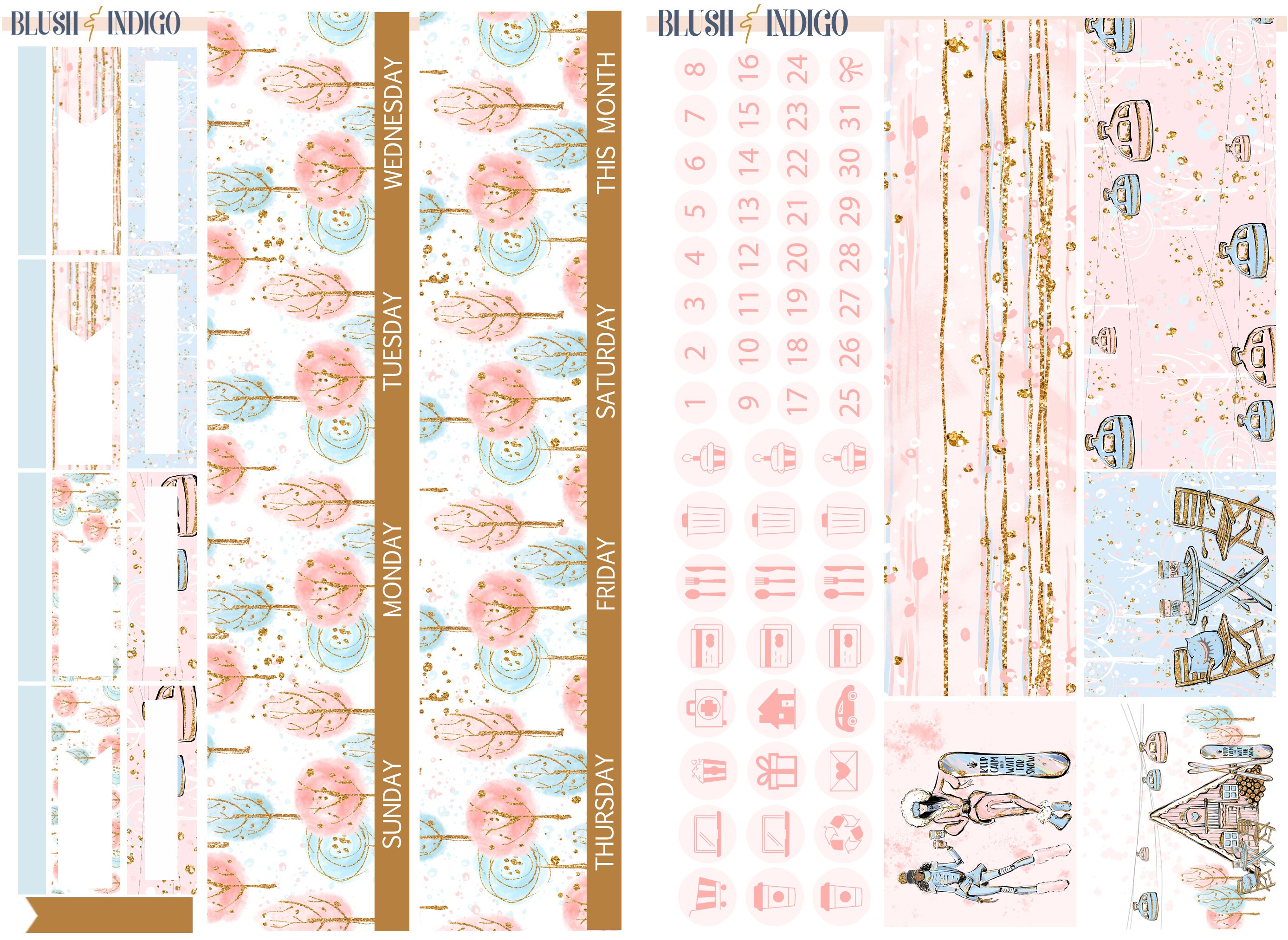 Snow Day Printable Planner Stickers, Printable Monthly Stickers Kit ...