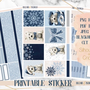 PRIMERA NIEVE Pegatinas imprimibles del planificador, kit de pegatinas semanales imprimibles, se adapta a Erin Condren y Recuerdo, pegatinas del planificador, archivos cortados