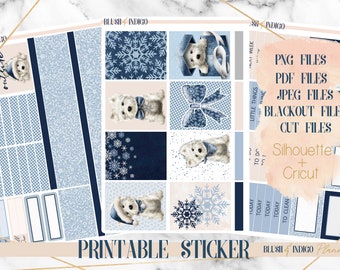 FIRST SNOW Adesivi per pianificatore stampabile, Kit di adesivi settimanali stampabili, adatto a Erin Condren e Recollection, Adesivi per pianificatore, File tagliati