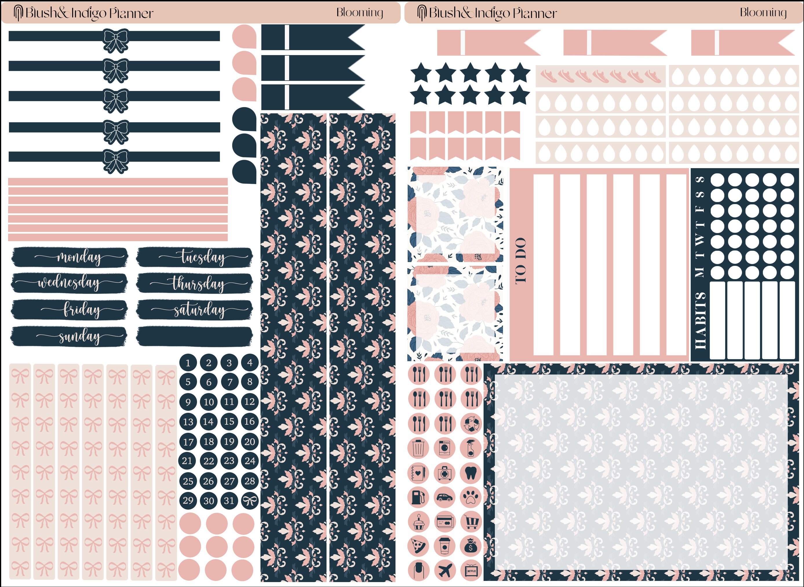 Blooming | Printable Compact Vertical Weekly Planner Stickers A5 | Erin ...