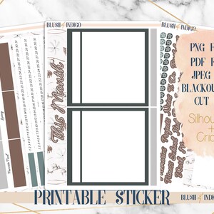Druckbare Monatsnotizen - Dashboard Page Kit | Planner Sticker für Erin Condren ECLP Cotton & Leaves Collection | Notizen Seite