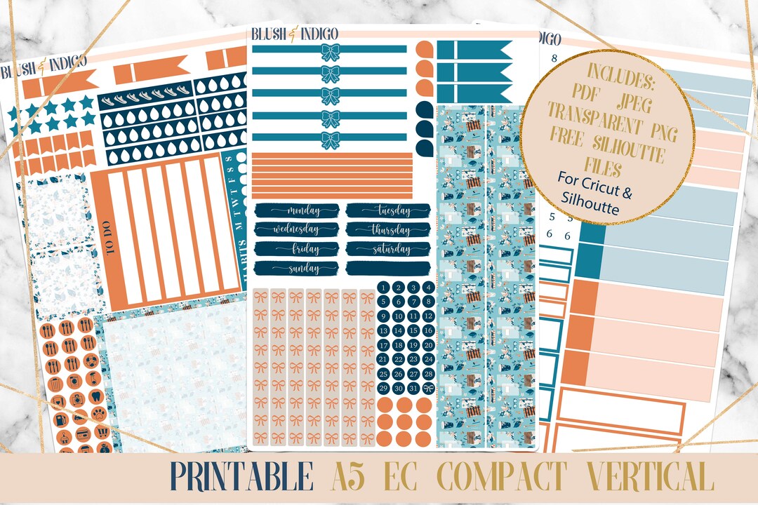 Back to School Printable Compact Vertical Weekly Planner Stickers A5 ...