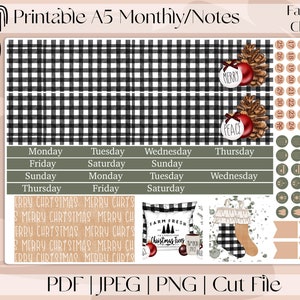 Natale in fattoria / Adesivi mensili A5 stampabili e pianificatore di dashboard / Erin Condren / Bullet Journal