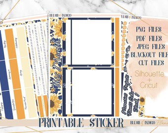 Printable Monthly Notes - Dashboard Page Kit | Planner Stickers for Erin Condren ECLP  Sunflower  Collection | Notes Page
