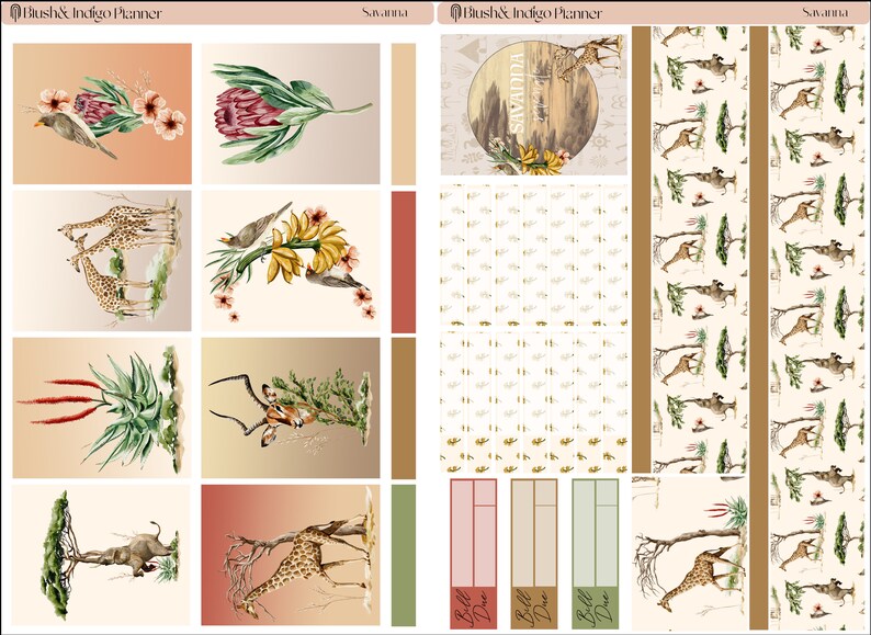 Savanna Printable Planner Stickers, Vertical Weekly Kit, Fits Erin ...
