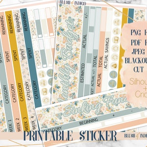 春のそよ風 印刷可能な予算ステッカーキット | プランナーステッカー (Erin Condren ECLP および Recollection 用) - Cricut および Silhouette 用カットファイル