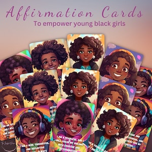 Carte di affermazione per ragazze nere, affermazioni per adolescenti, meditazione, spunti per il diario, download digitale