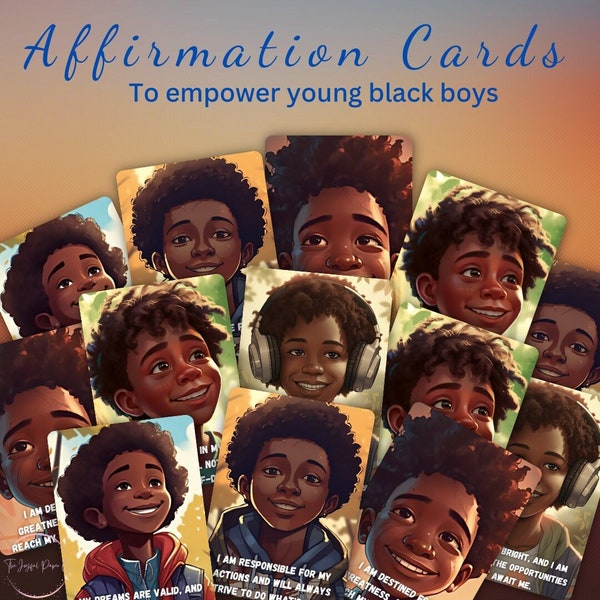 Black Boy Affirmation Cards, Teen Affirmations, Meditation, Journal Prompts, Digital Download