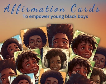 Cartes d'affirmations Black Boy, affirmations d'adolescents, méditation, invites du journal, téléchargement numérique