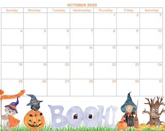 October Calendar Etsy
