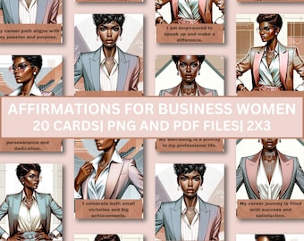 Business Woman Affirmation Cards for African-American Women| Meditation Cards | Journal Prompts| Digital Download