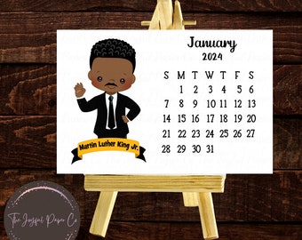 2024 Black History Leaders Desk Calendar, Calendar With Stand, 2024 Planner Cards, Men and Women of Black History, Christmas Gifts