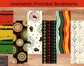 Juneteenth afdrukbare bladwijzers, Juneteenth patroonbladwijzers, digitale bladwijzers, digitale download